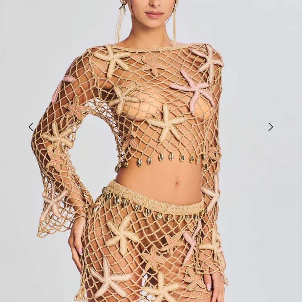 *****ISO***** Pasha OPEN CROCHET TOP Women's Starfish Net Cover-Up